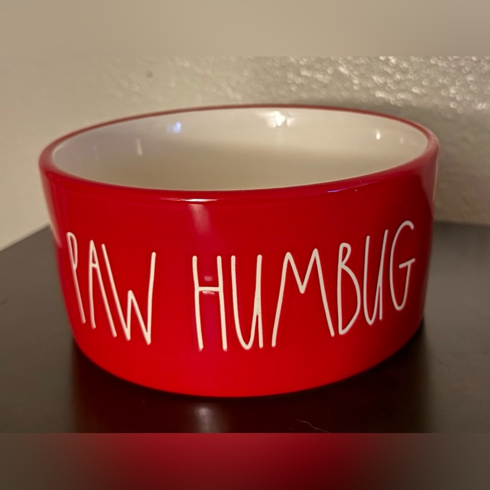 Rae Dunn “PAW HUMBUG” Pet Bowl | Magenta | Holiday Dog Dish